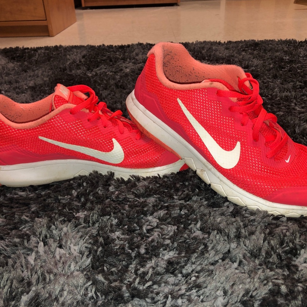 nike bright pink/orange/red shoes